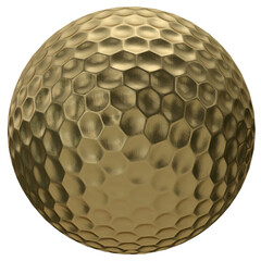 Golf ball gold isolated transparent background 3d rendering

