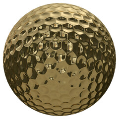 Golf ball gold isolated transparent background 3d rendering
