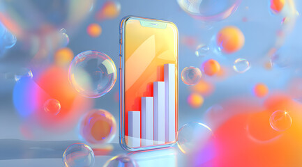 Bar chart displayed on mobile screens in art spaces