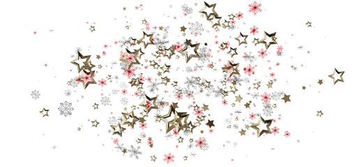 Beautiful decorative background with golden stars and snowflakes, perfect for winter holiday season. Elegant design for greetings, invitations a