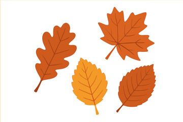 Naklejka premium Stylized autumn leaves in warm orange and yellow colors for seasonal design