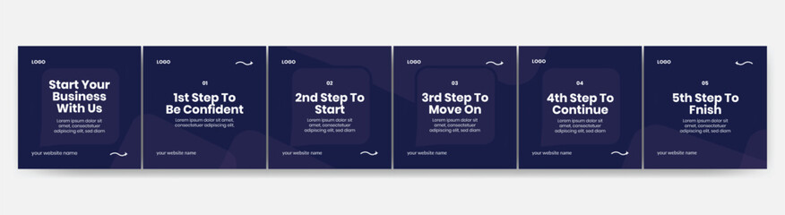 Editable Social Media Carousel Template for Instagram and LinkedIn, Minimal Corporate Banner Frame Design, Professional Six Page Carousel Post Layout for Business Promotion