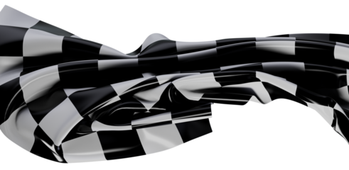 Abstract image of a waving checkered flag in black and white, representing speed, competition, and victory. Ideal for race-themed designs.
