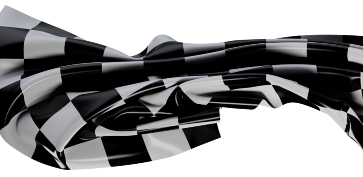 Abstract image of a waving checkered flag in black and white, representing speed, competition, and victory. Ideal for race-themed designs.