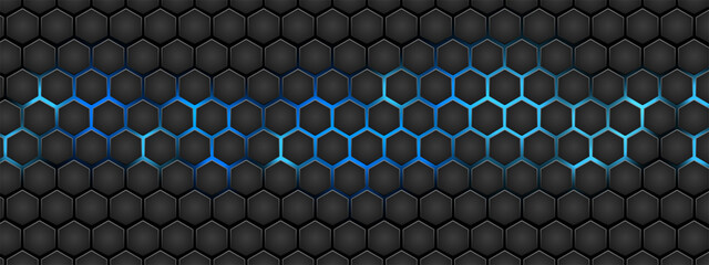 Teal Honeycomb Background With Glowing Hexagon Pattern For Tech Design And Digital Projects