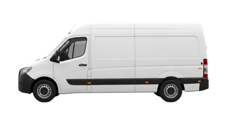 White Delivery Van on Black Background Ideal for Mockups and Design