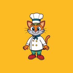 Adorable Cartoon Cat Chef Mascot