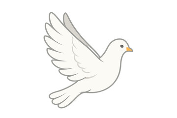 Stylized white dove bird in flight with outstretched wings