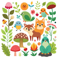 set of funny animals