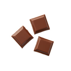 Fototapeta premium Decadent Delight Three Chocolate Squares Isolated on Transparent Canvas Style Image