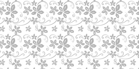 Obraz premium Elegant Floral Pattern Seamless Design of Delicate Leaves and Swirls, Perfect for Backgrounds and Decorative Projects