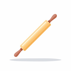 Wooden rolling pin illustration for dough preparing and bakery equipment concept