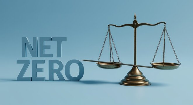 Concept of Net Zero balance with the scales of justice in equilibrium