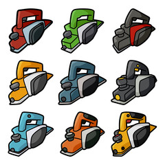 colorful cartoon electric planers collection set illustration