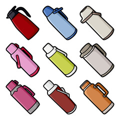 colorful cartoon thermos bottles collection set