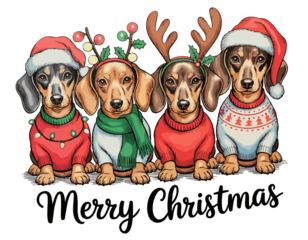 Merry Christmas Dachshund Dog Cute Puppy Pet Lover Xmas Holiday Season