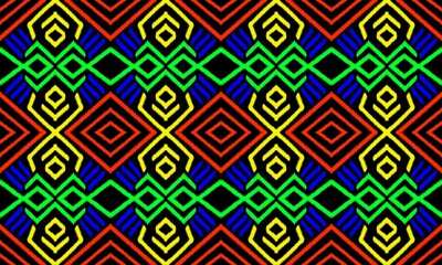 ikat fabric, Hand drawn Ikat geometric folklore ornament, geometric ethnic oriental Ikat seamless pattern traditional design for background, wallpaper, carpet, clothing, batik, embroidery style