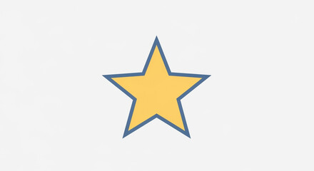A charming yellow star with a blue outline, isolated on white background, perfect for adding a touch of whimsy and positivity to any design project