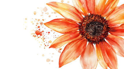A watercolor painting of a sunflower with a white background