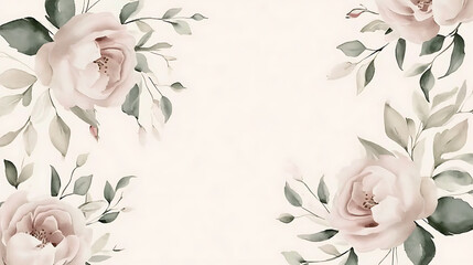 A white background with pink flowers and green leaves