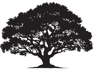 Fototapeta premium Legendary Legacy Tree Silhouette Illustration in Graceful 2D Vector Line Art