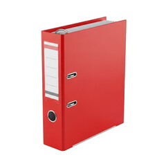 3d red binder office organizer document storage file folder for business and education transparent background