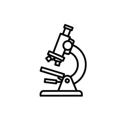 Simple Microscope Outline Icon – Science Laboratory Equipment Vector Symbol