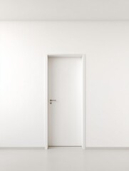 Simple white door on clean white wall minimalist modern interior background