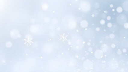 Fototapeta premium 하늘색 파란색 배경에 흰색 눈송이 입자 패턴 배경 보케효과White snowflake particle pattern on sky blue background bokeh effect