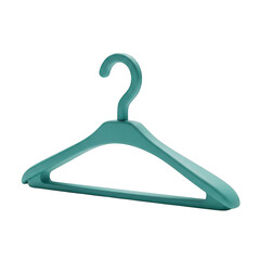 3d rendered teal plastic hanger isolated on a neutral backdrop for apparel display and wardrobe organization transparent background