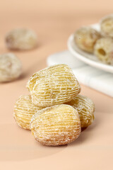 Dried Jujube Fruit Kernels Without Pits - Natural Healthy Asian Snack Food Ingredient on Wood Background