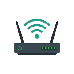 Router flat icon vector illustration. Router and signal symbol. Wi-Fi router