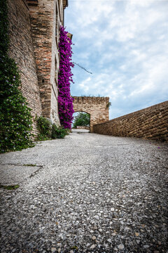 Medieval walls and arch of Cupra Marittima old town (Marano), Marche region