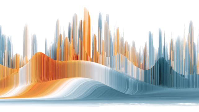 Abstract background with undulating vertical lines creating modern wave patterns, fluid motion, and futuristic digital design isolated on white background