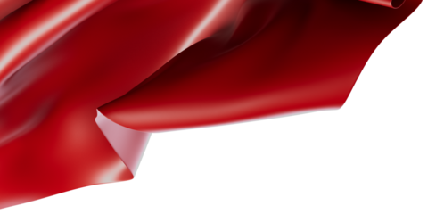 Abstract red fabric with flowing, textured folds against a white background. Perfect for backgrounds, textures, and artistic designs. Beautiful