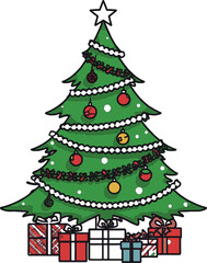 A festive collection of highly detailed Christmas and New Year vector illustrations, including decorated trees, Santa Claus, reindeer, winter scenes, and holiday decorative elements suitable for greet