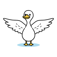 Cute Cartoon Duckling With Open Wings Isolated On Transparent Background Simple Flat Design