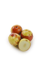 Fresh Shaanxi Jujube Dates Winter Fruit Sweet Crunchy Chinese Red Dates White Background