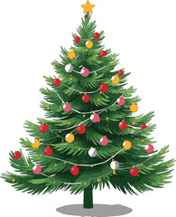 Illustration showing Christmas scenes with decorated tree, Santa Claus, snowman, fireplace, and joyful family moments. Suitable for seasonal cards, posters, and festive designs.