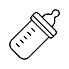 Simple line drawing of a baby bottle with measurement markings