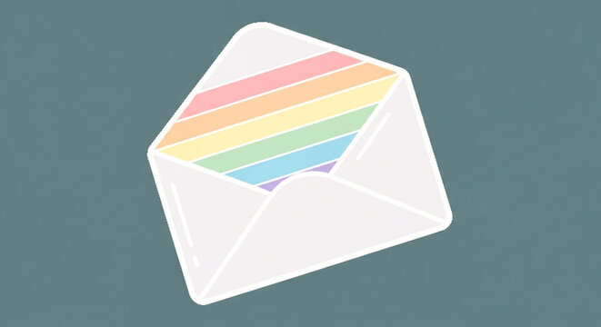 Envelope with rainbow stripes isolated on white background lgbtq community support concept pride month celebration vector illustration