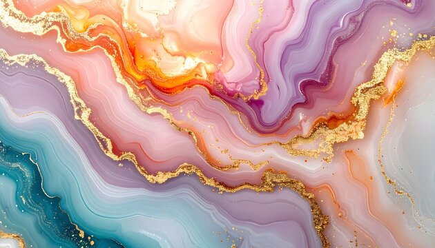 Luxurious abstract surface texture, glossy resin art with translucent color flow, creative and modern design background