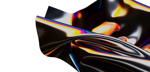 Abstract metallic fluid with colorful gradient background for modern designs, representing concepts like creativity and futuristic visions. © vegefox.com