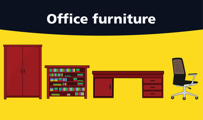 Office furniture design vector