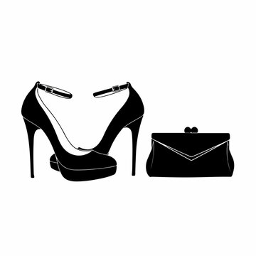 black heels and clutch silhouette clip art preview