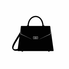 Silhouette Fashionable Leather Handbag Elegant Female Accessory Shopping Icon