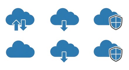 Obraz premium Cloud computing concept with upload download and security features