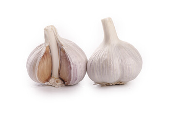 Fresh Shandong Farm Garlic Bulbs Isolated on White Background