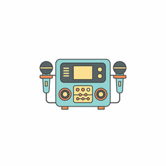 Illustration of a karaoke machine with two microphones.