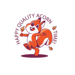 Cute Orange Squirrel Character Dancing and Celebrating Happy Acorn Time with Joyful Expression on Transparent Background